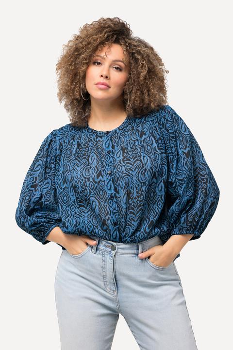 Produktbild Ulla Popken Bluse, grafischer Druck, Stehkragen, 3/4-Arm (54)