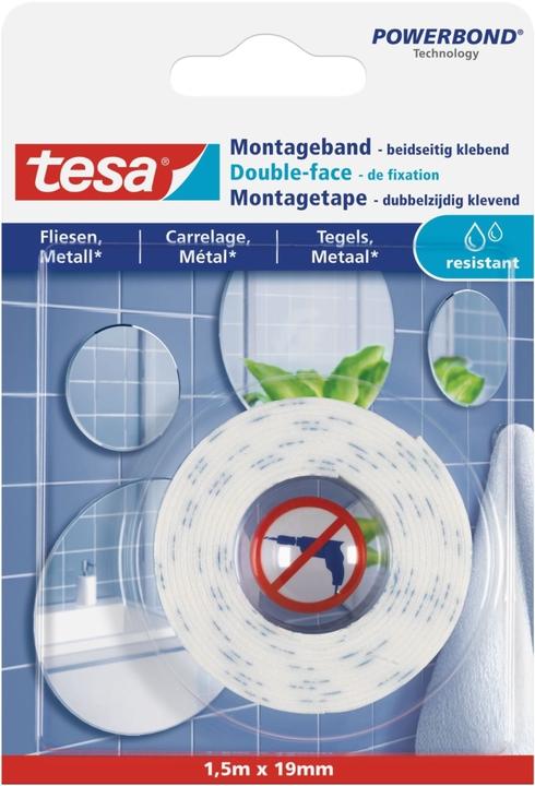 Produktbild tesa Powerbond doppelseitiges Montageband für Fliesen & Metall (19 mm)