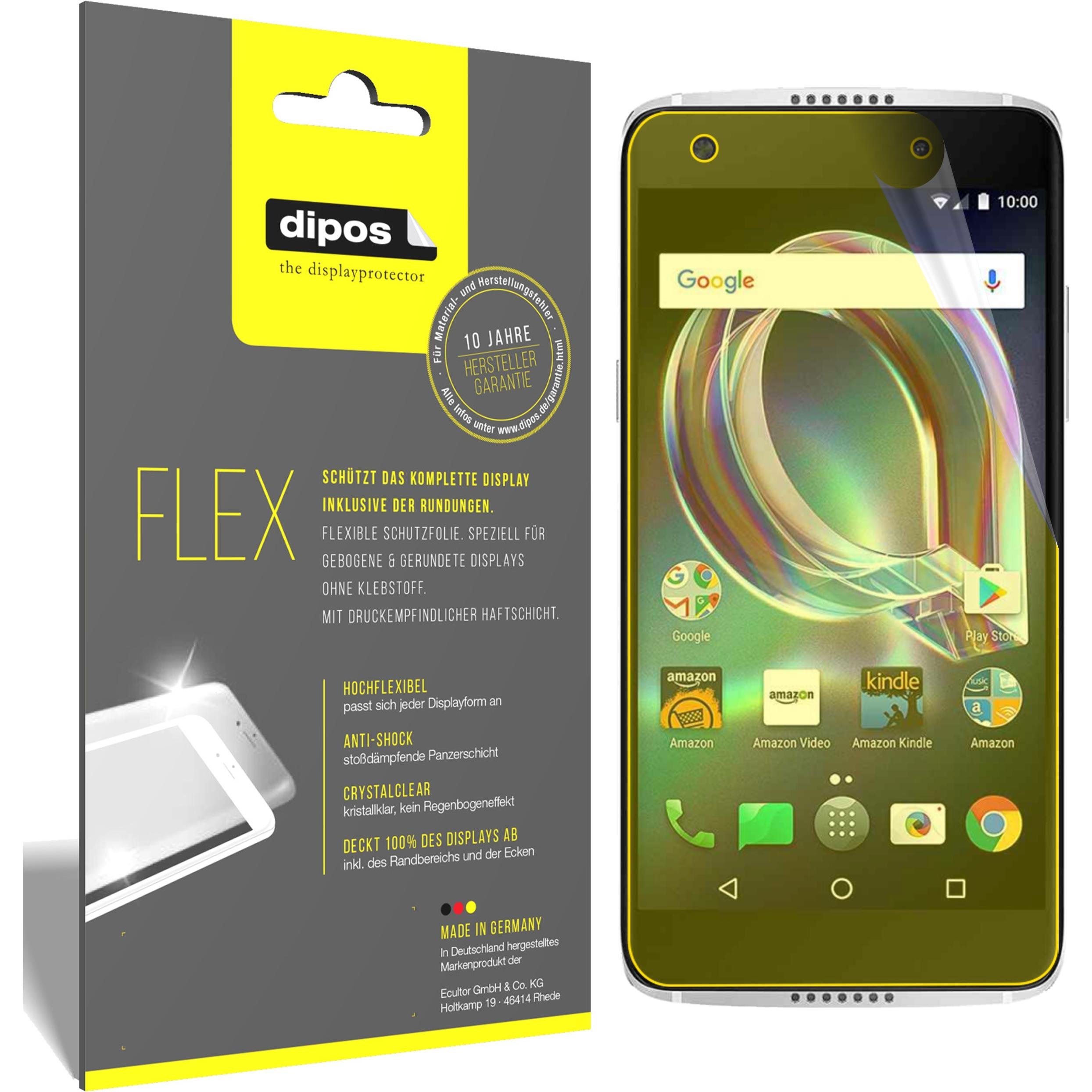 Dipos Displayschutzfolie Full-Cover 3D (3 Stück, Alcatel Idol 5s), Smartphone Schutzfolie, Transparent