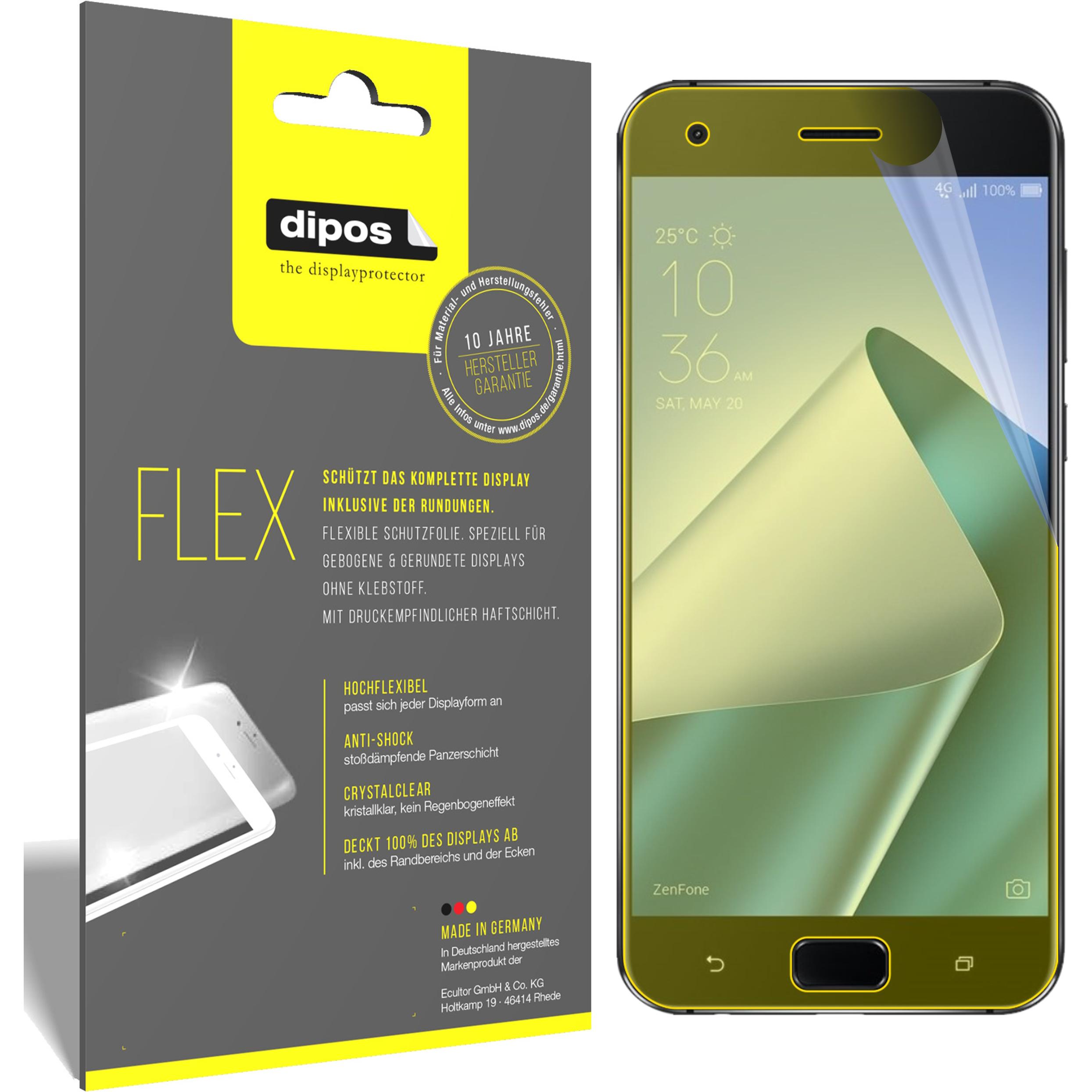 Dipos Displayschutzfolie Full-Cover 3D (3 Stück, Asus Zenfone 4 Pro), Smartphone Schutzfolie, Transparent