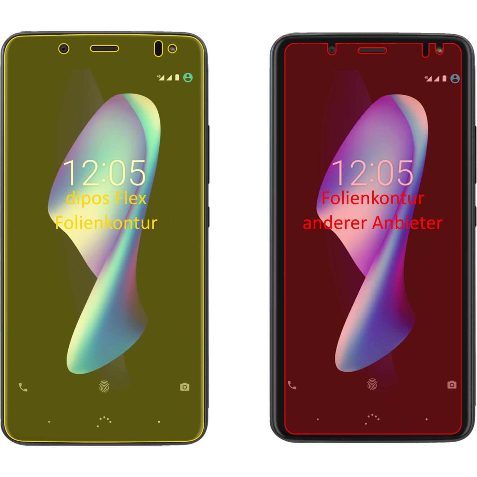 Thumbnail - Dipos Displayschutzfolie Full-Cover 3D (3 Stück, BQ Aquaris V), Smartphone Schutzfolie, Transparent