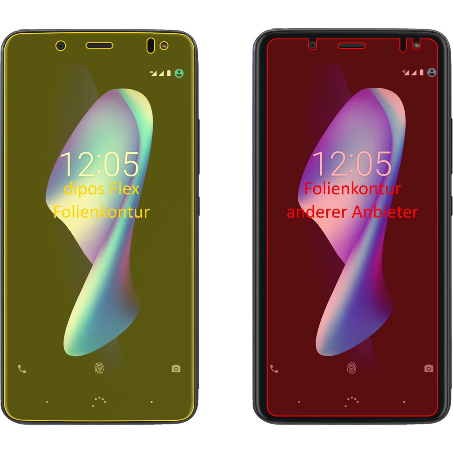 Thumbnail - Dipos Displayschutzfolie Full-Cover 3D (2 Stück, BQ Aquaris V Plus), Smartphone Schutzfolie, Transparent