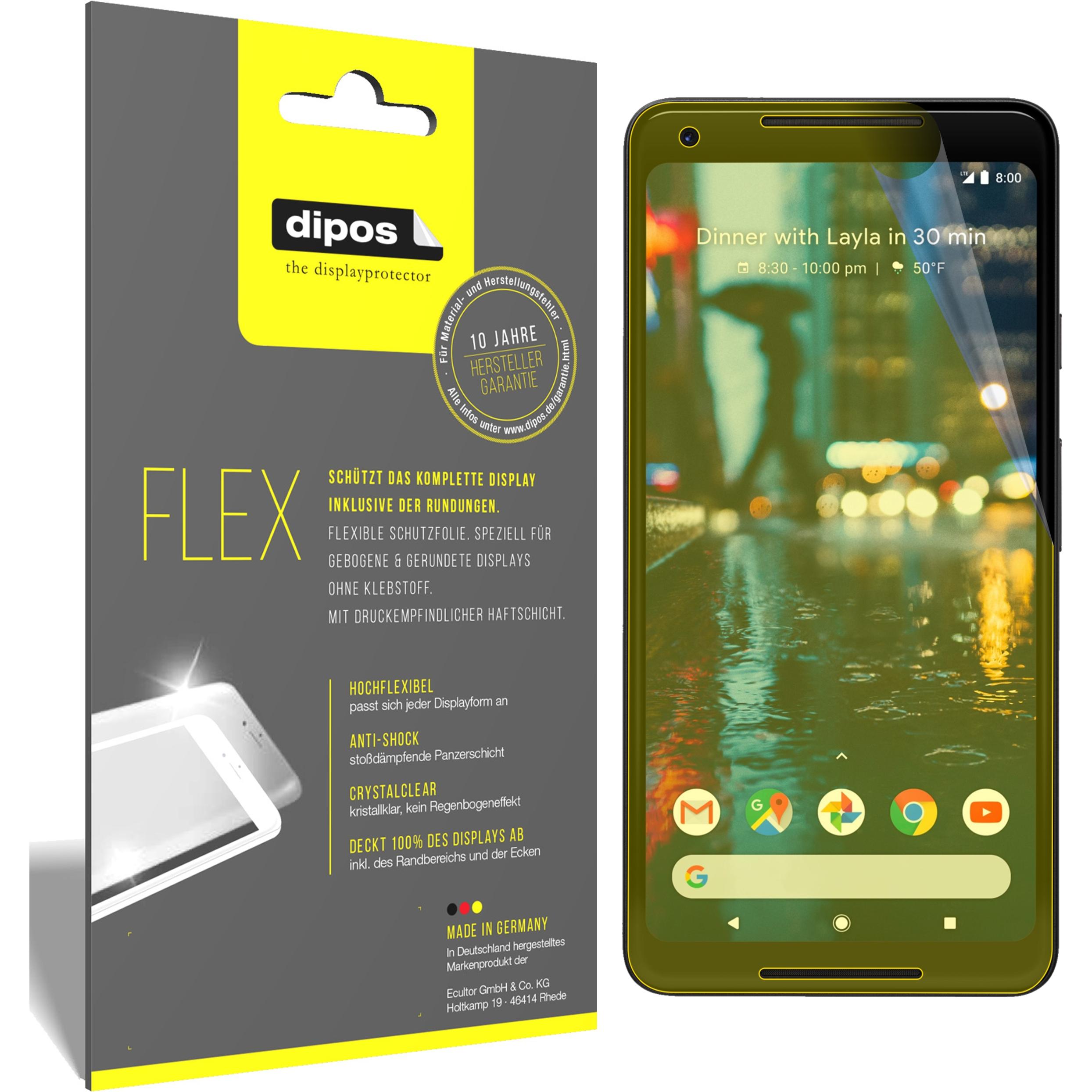 Dipos Displayschutzfolie Full-Cover 3D (3 Stück, Google Pixel 2 XL), Smartphone Schutzfolie, Transparent