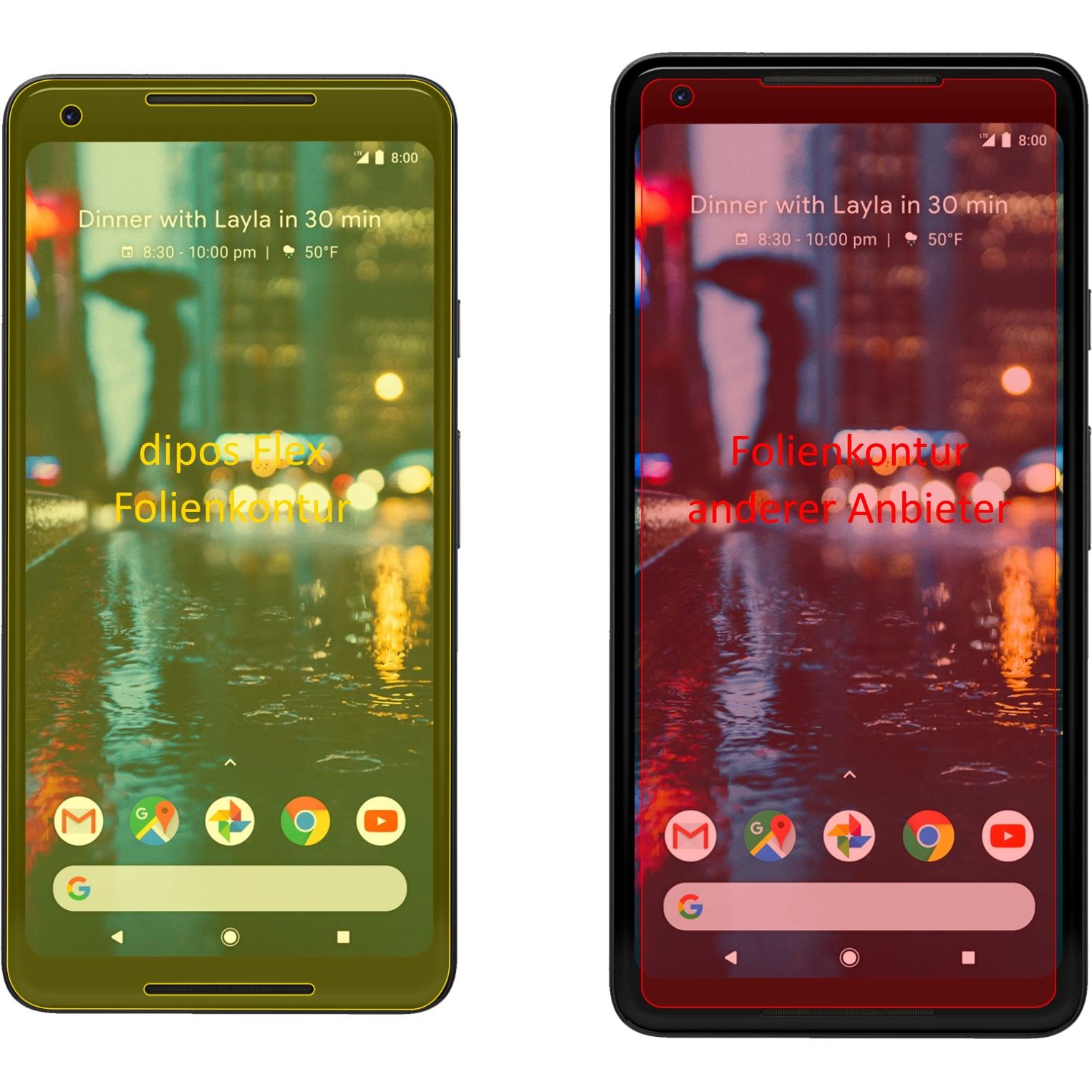 Thumbnail - Dipos Displayschutzfolie Full-Cover 3D (3 Stück, Google Pixel 2 XL), Smartphone Schutzfolie, Transparent