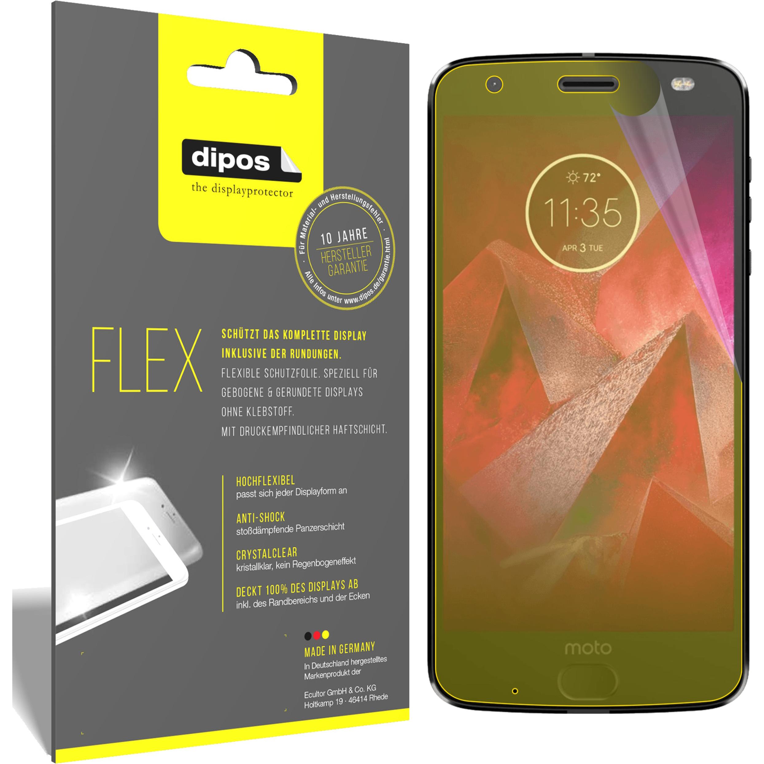 Dipos Displayschutzfolie Full-Cover 3D (3 Stück, Motorola Moto Z2 Play), Smartphone Schutzfolie, Transparent