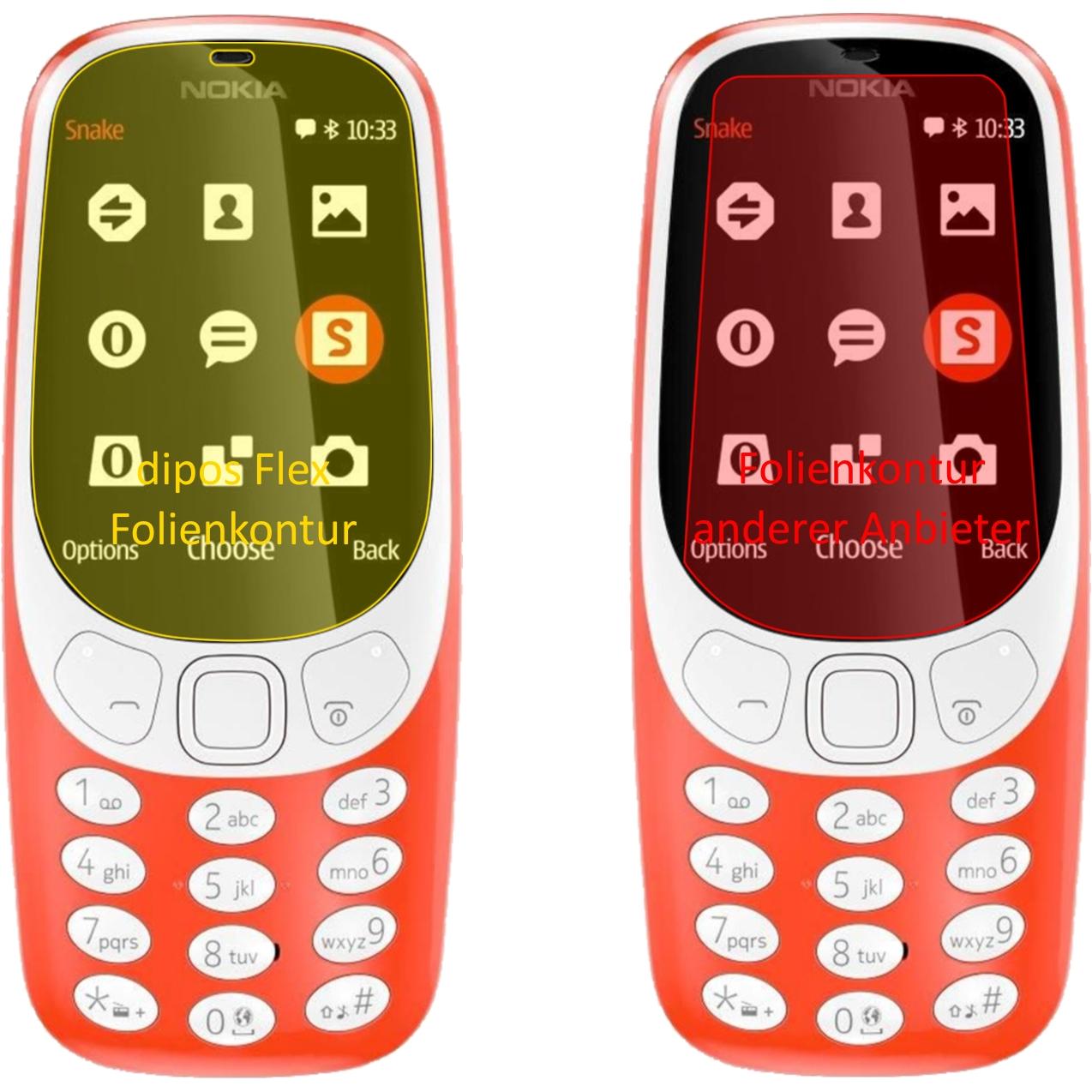 Thumbnail - Dipos Displayschutzfolie Full-Cover 3D (3 Stück, Nokia 3310 2G, Nokia 3310 3G), Smartphone Schutzfolie, Transparent