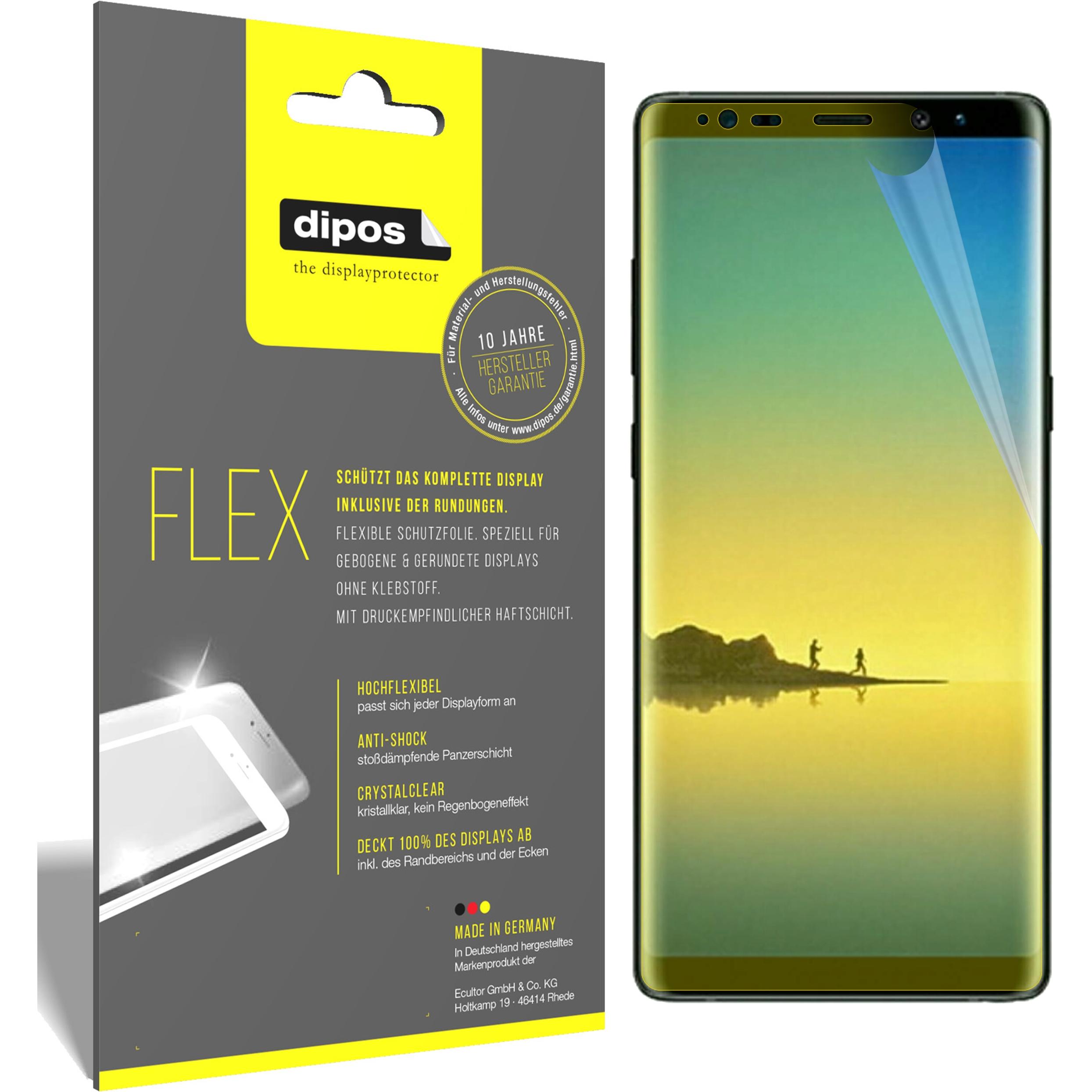 Dipos Displayschutzfolie Full-Cover 3D (2 Stück, Samsung Galaxy Note 8), Smartphone Schutzfolie, Transparent