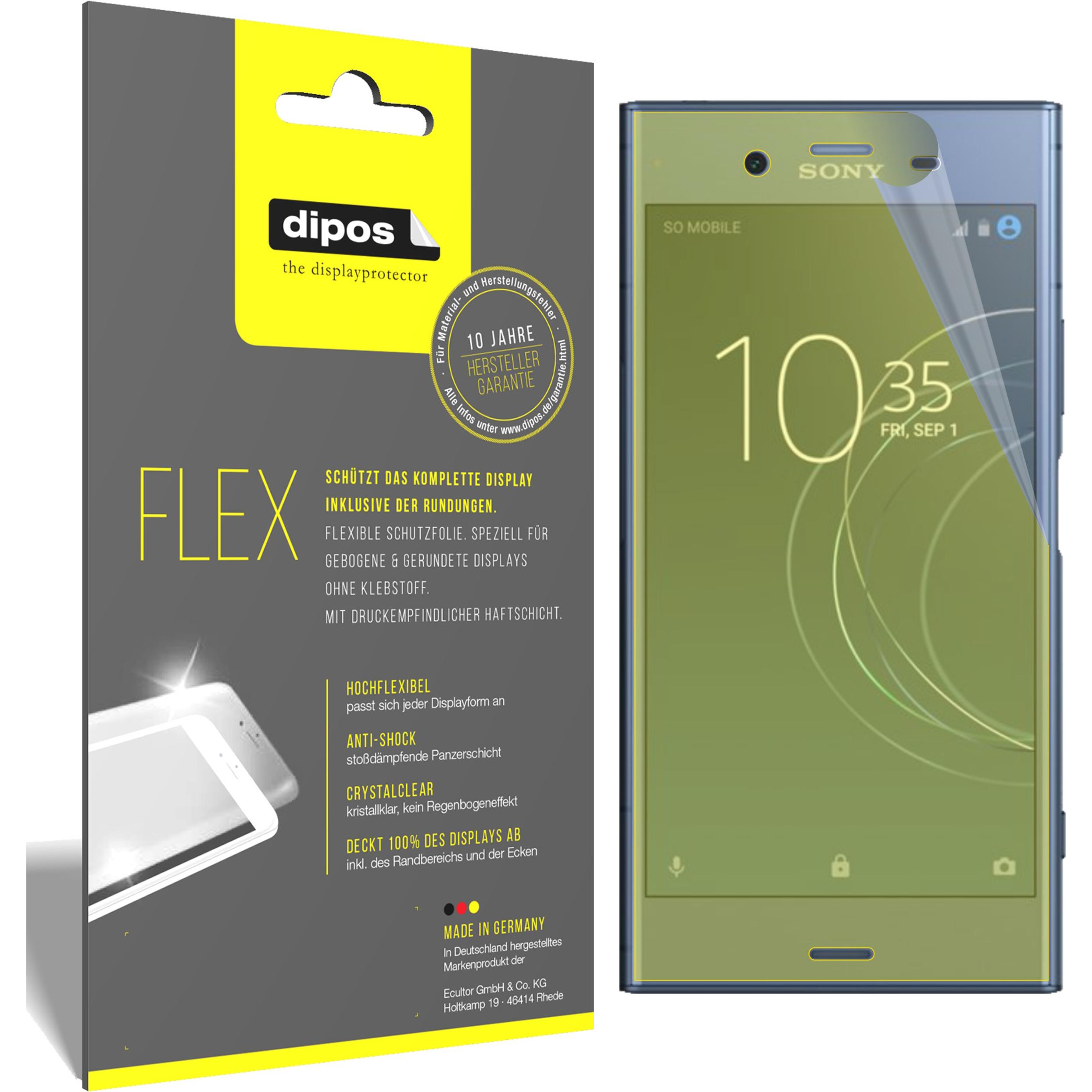 Dipos Displayschutzfolie Full-Cover 3D (2 Stück, Sony Xperia XZ1), Smartphone Schutzfolie, Transparent