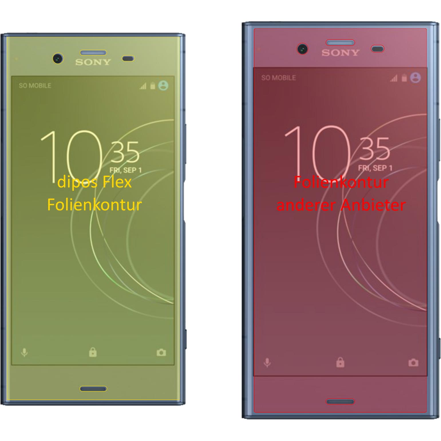 Thumbnail - Dipos Displayschutzfolie Full-Cover 3D (2 Stück, Sony Xperia XZ1), Smartphone Schutzfolie, Transparent