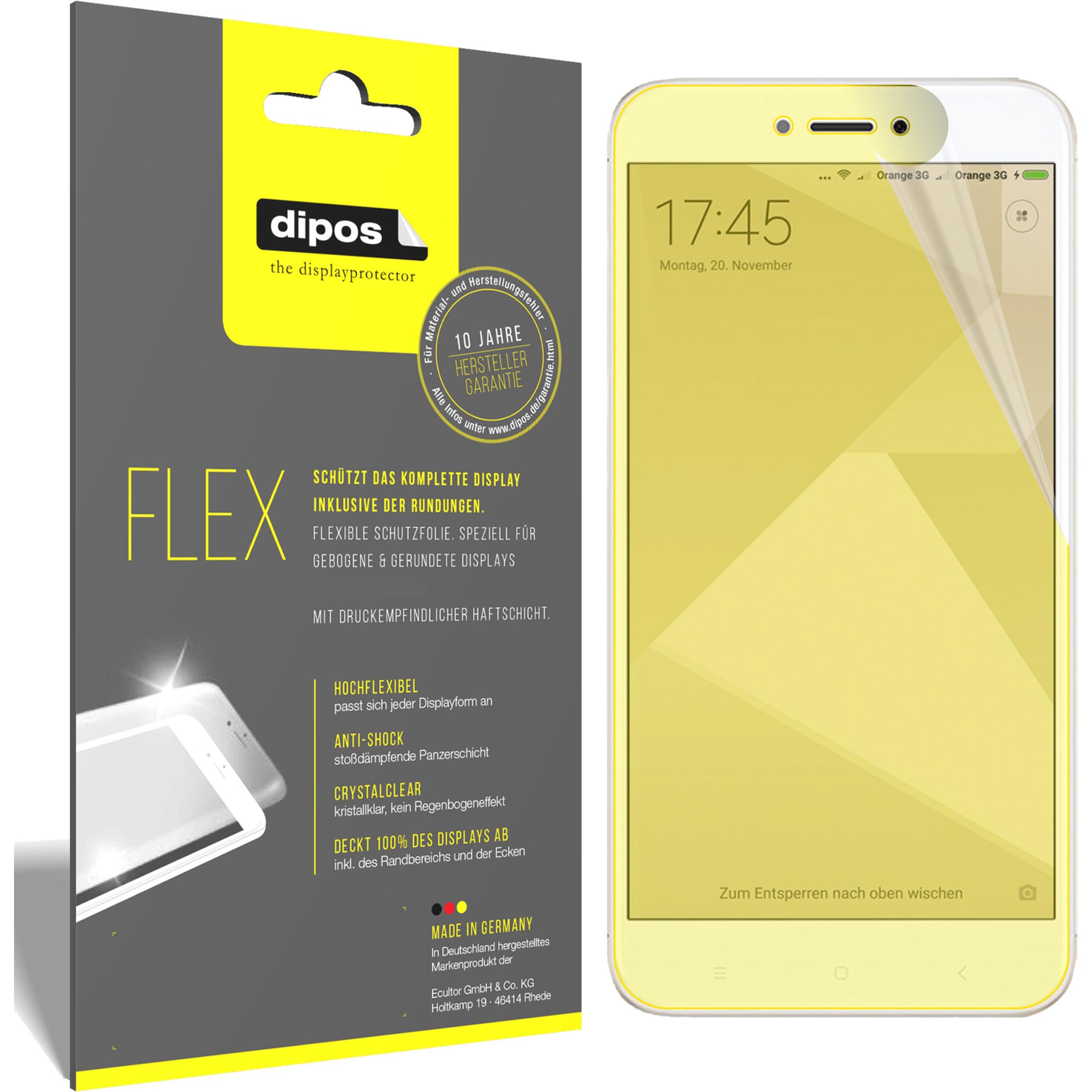 Dipos Displayschutzfolie Full-Cover 3D (3 Stück, Xiaomi Redmi 4X), Smartphone Schutzfolie, Transparent