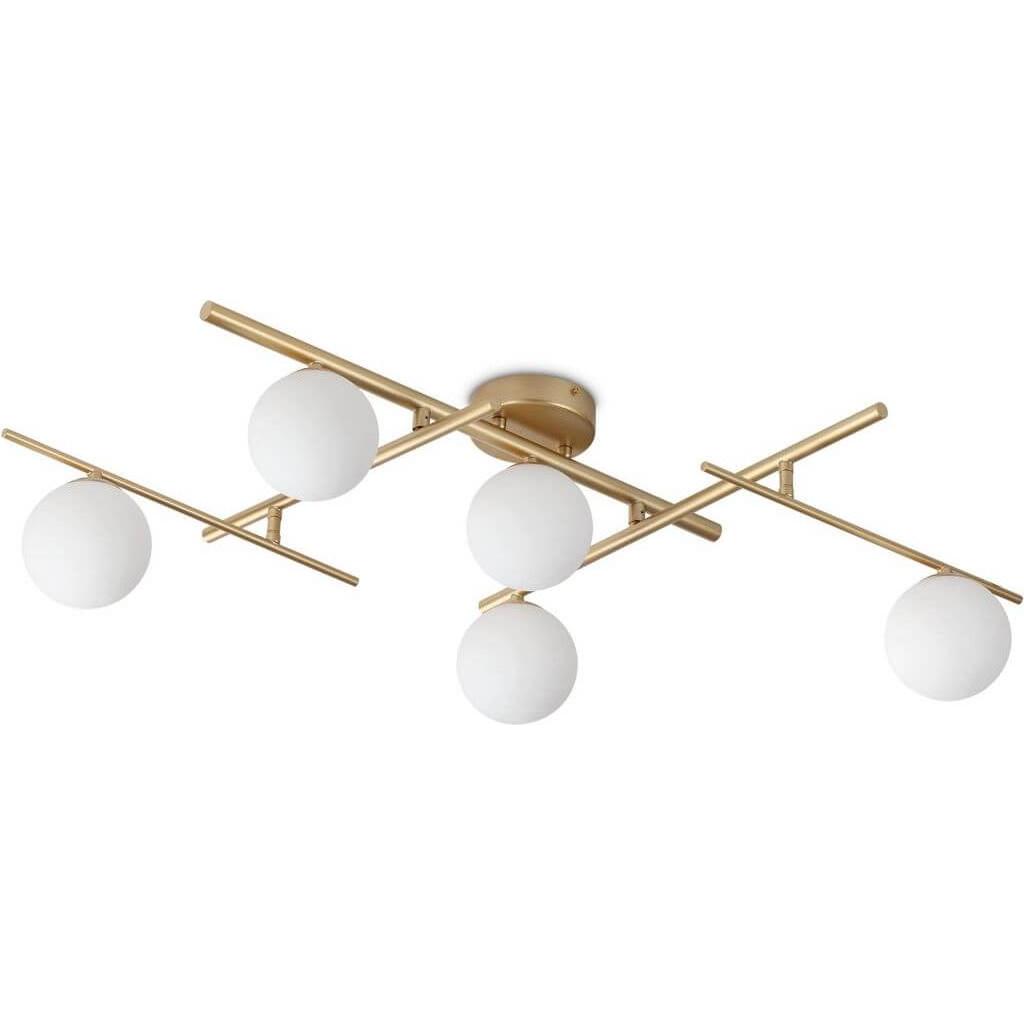 Ideal lux, Wandleuchte + Deckenleuchte, ATLAS G9 Deckenleuchte 5x dimmbar Gold warmweiss 311364 (370 lm, G9)