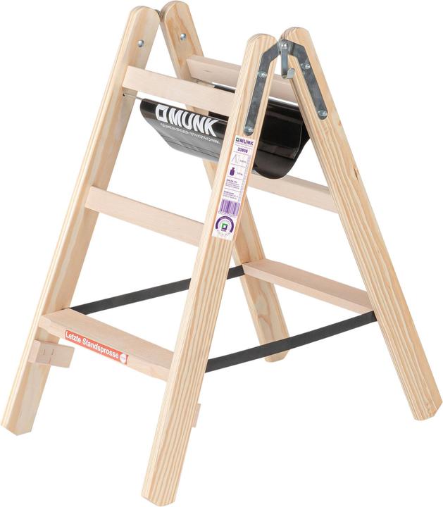 Produktbild Munk Stufen-Stehleiter Holz beidseitig begehbar 2x3 Stufen (Gerüst, 88.50 cm)