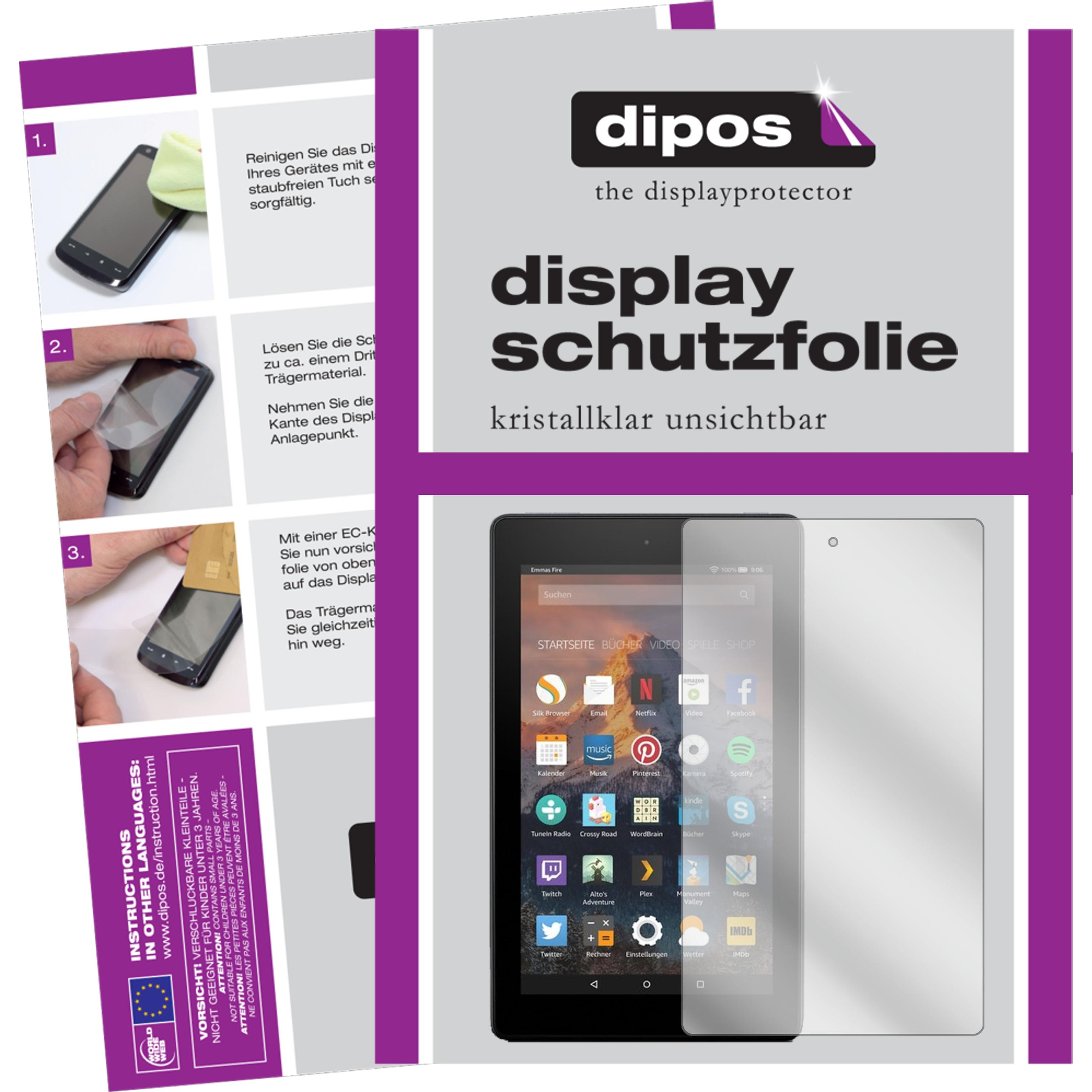 Dipos Displayschutzfolie Crystalclear (2 Stück, Amazon Fire 7 (2017)), Tablet Schutzfolie