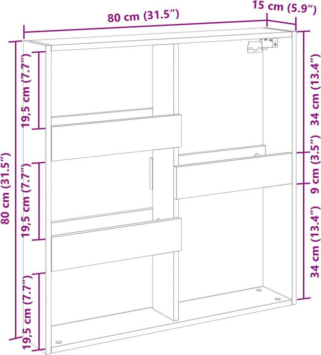Actual product image vidaXL Wall cabinet (80 x 15 x 80 cm)