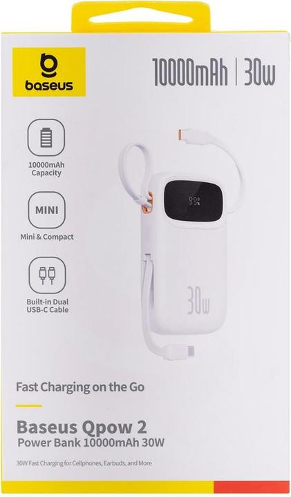 Actual product image Baseus QPow 2 10000mAh 30W powerbank (white) (10000 mAh, 30 W, 37 Wh)
