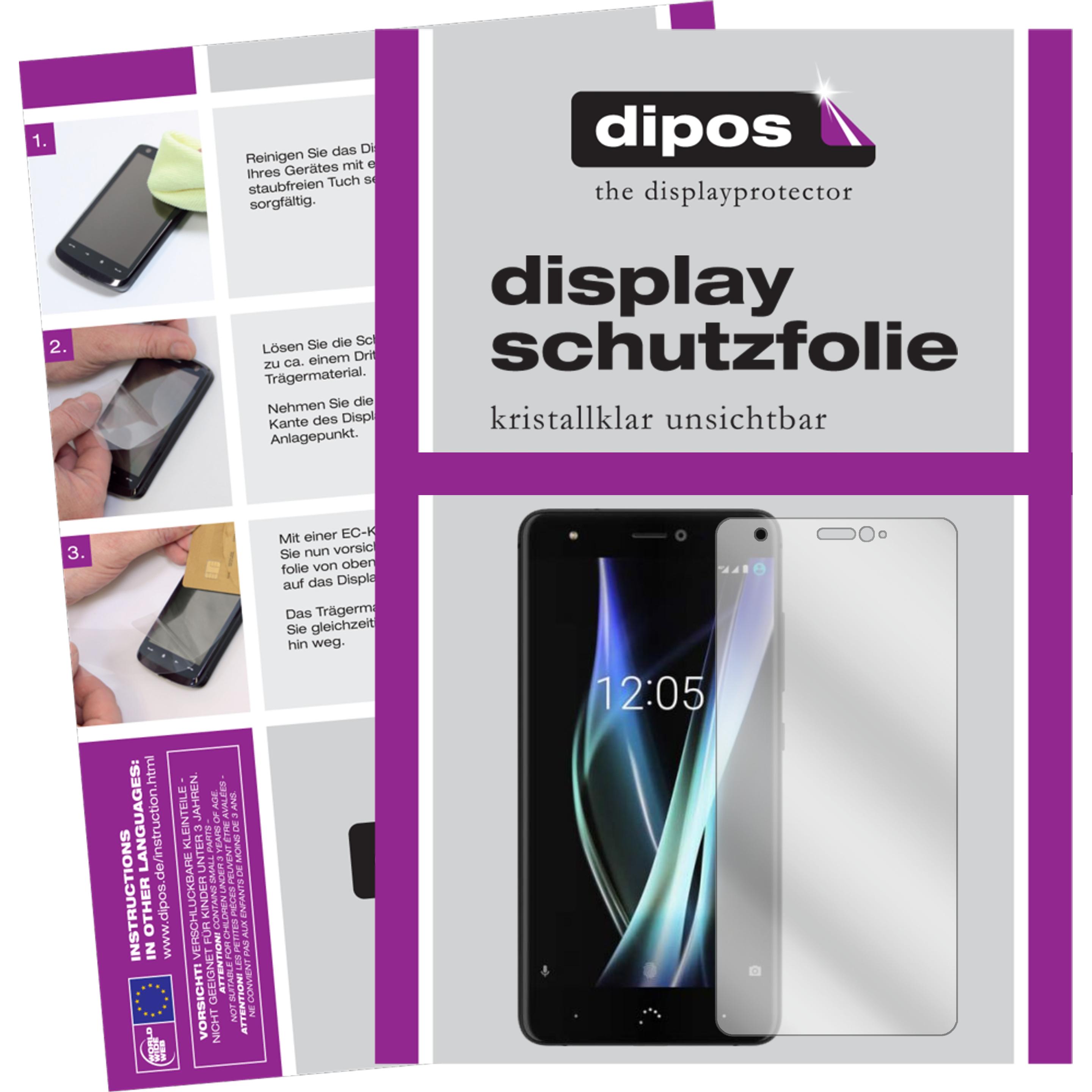 Dipos Displayschutzfolie Crystalclear (2 Stück, BQ Aquaris X), Smartphone Schutzfolie, Transparent