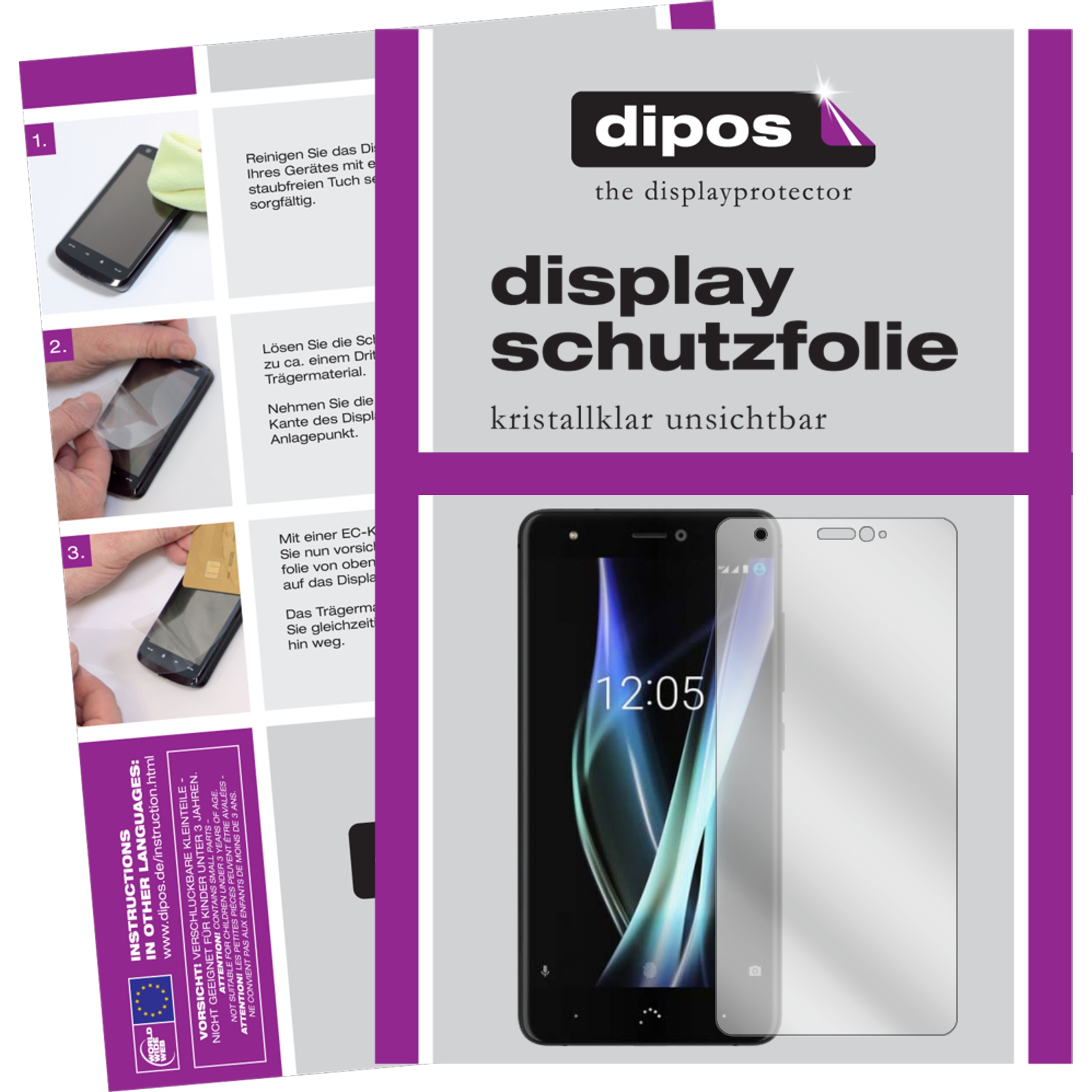 Dipos Displayschutzfolie Crystalclear (6 Stück, BQ Aquaris X), Smartphone Schutzfolie, Transparent