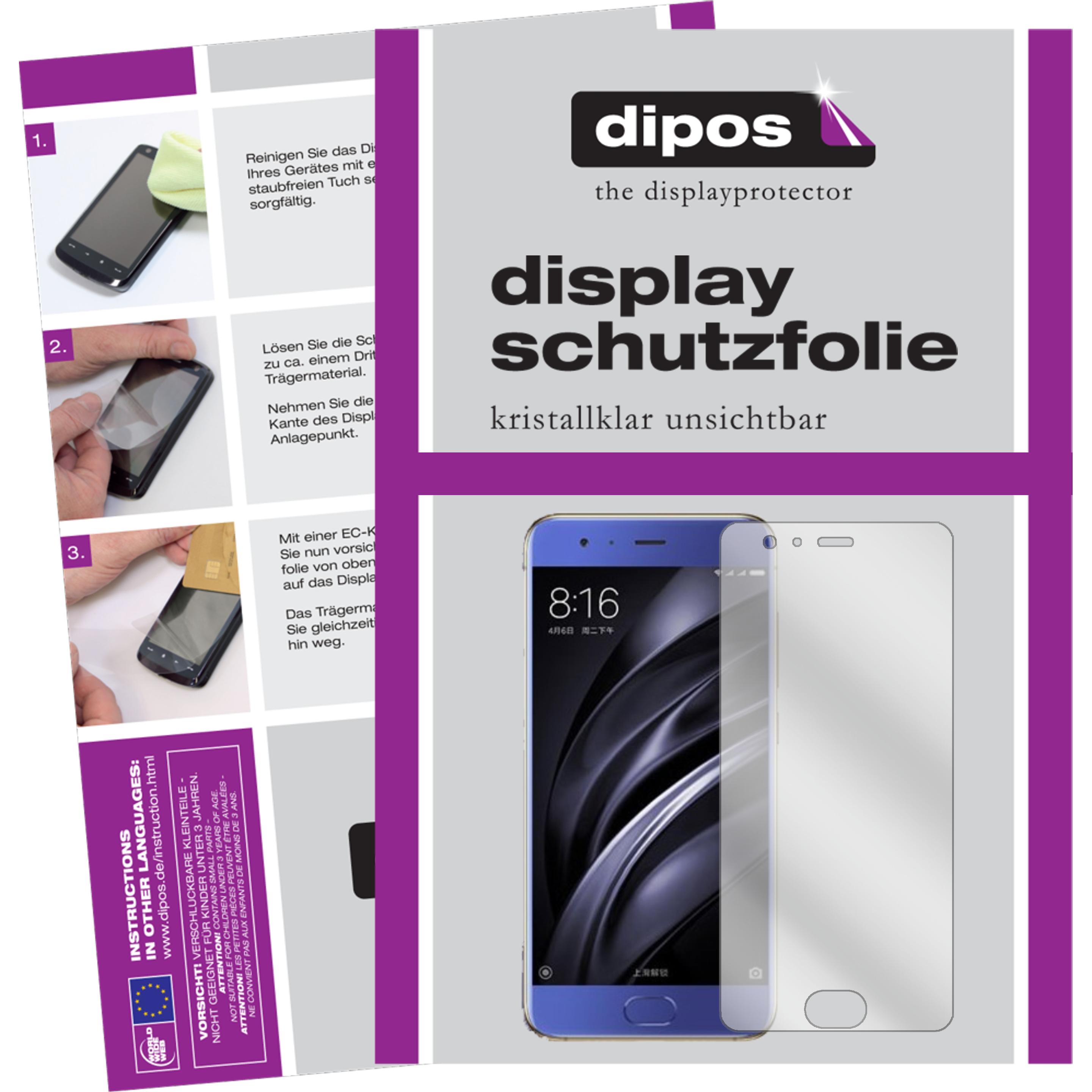 Dipos Displayschutzfolie Crystalclear (2 Stück, Xiaomi Mi6), Smartphone Schutzfolie, Transparent