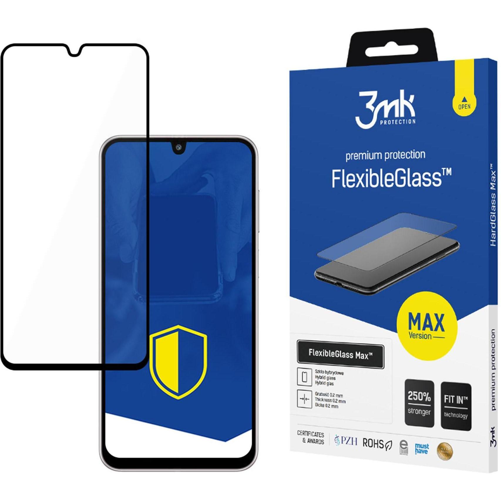 3MK Hybrid glass FlexibleGlass Max Black for Samsung Galaxy M16 5G (Samsung Galaxy A16 5G), Pellicola protettiva smartphone, Nero