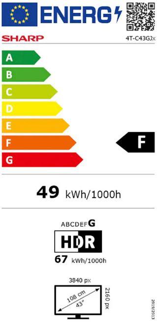 Energy Label Sharp 43GJ4225E (3840 x 2160 Pixels, 43")