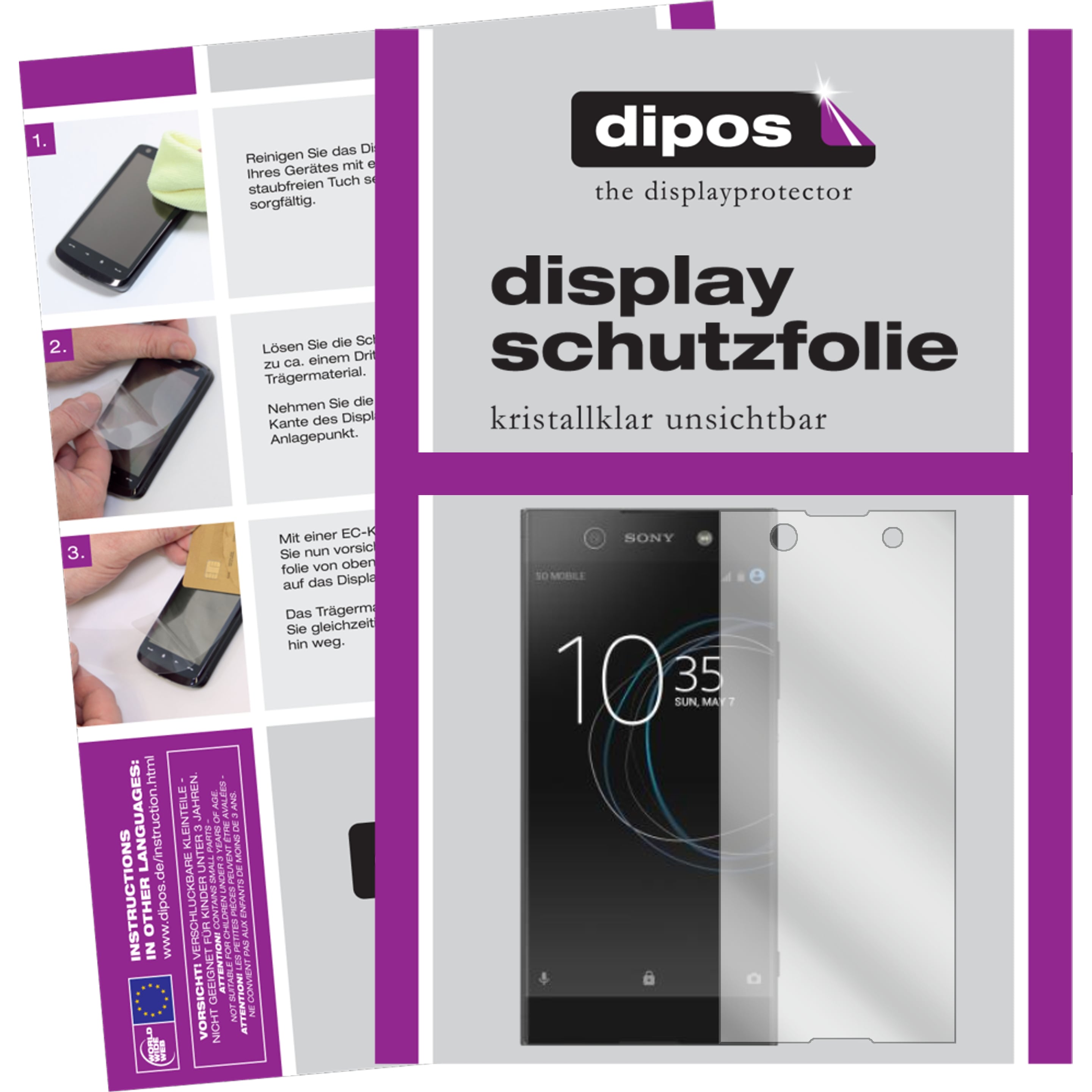 Dipos Displayschutzfolie Crystalclear (6 Stück, Sony Xperia XA1 Ultra), Smartphone Schutzfolie, Transparent