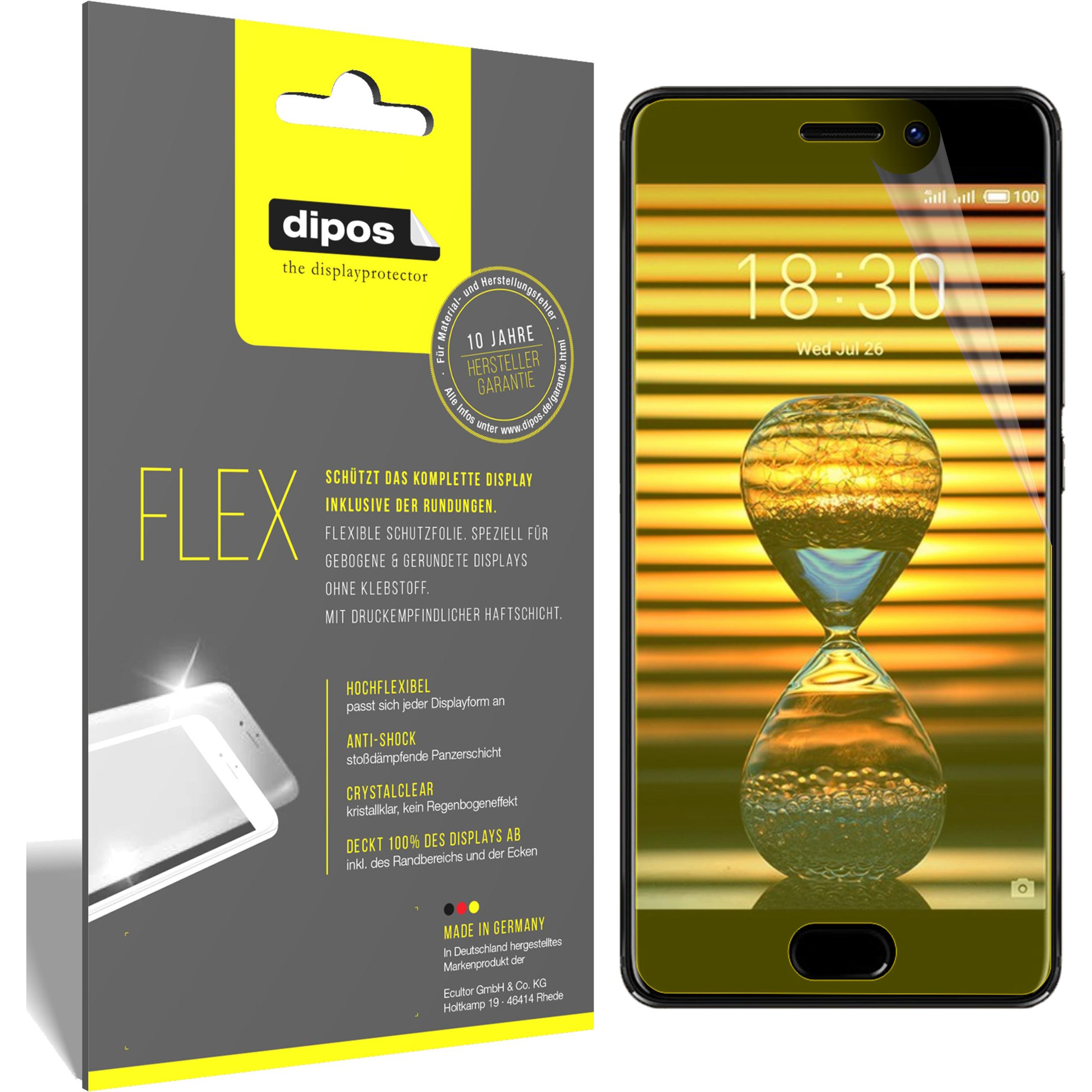 Dipos Displayschutzfolie Full-Cover 3D (3 Stück, Meizu Pro 7), Smartphone Schutzfolie, Transparent