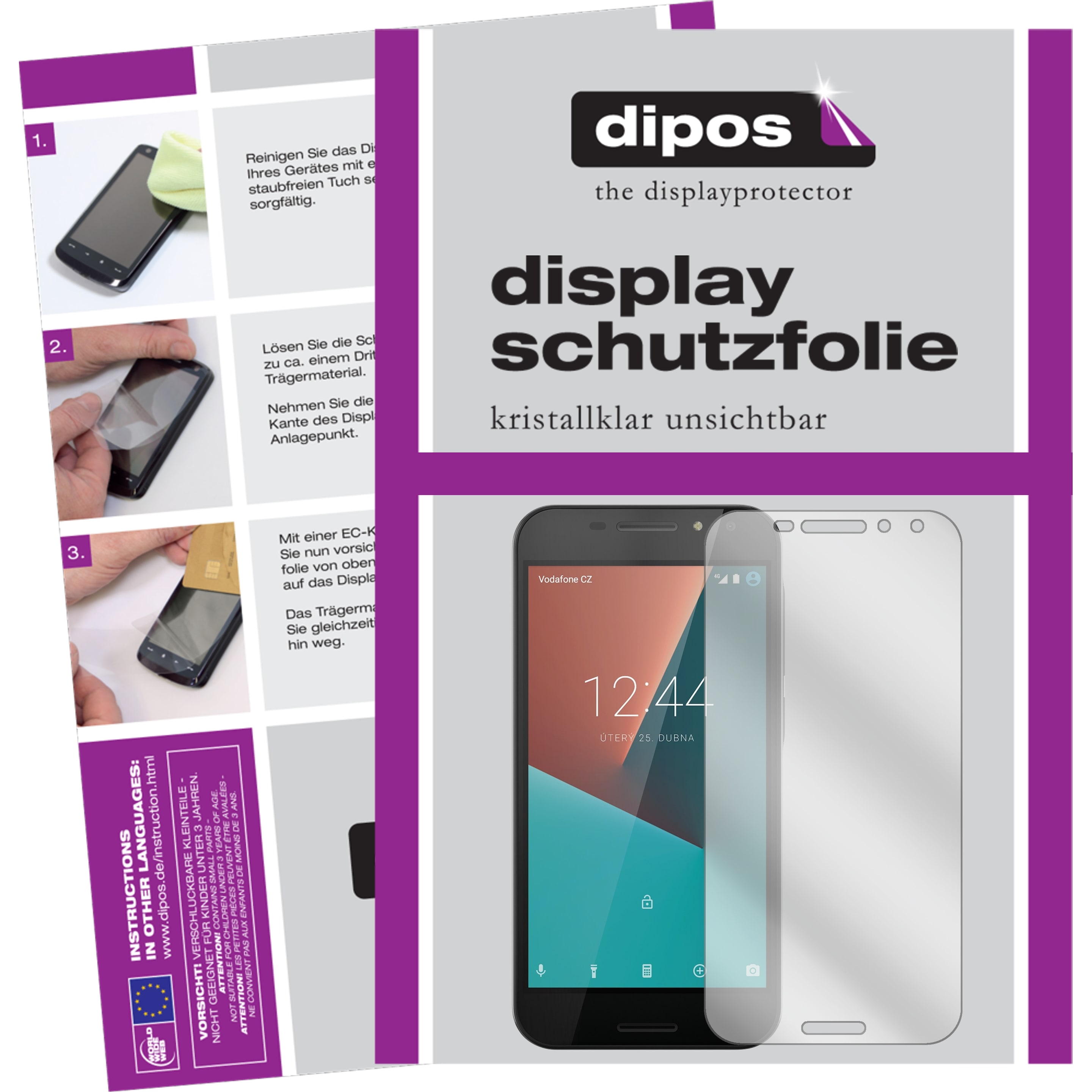 Dipos Displayschutzfolie Crystalclear (2 Stück, Vodafone Smart N8), Smartphone Schutzfolie, Transparent