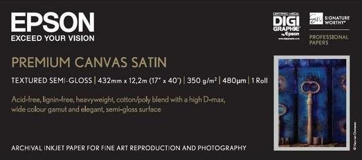 Actual product image Epson Premium Canvas Satin 17 inch x 12.2 m (350 g/m², 1 x, Plotter rolls)