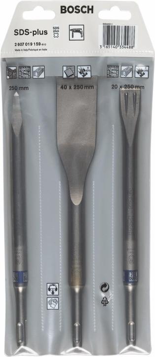 Produktbild Bosch Professional Zubehör 3-tlg. Meisselset, SDS plus, 0/20/40 mm (250 mm)