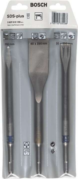 Produktbild Bosch Professional Zubehör 3-tlg. Meisselset, SDS plus, 0/20/40 mm (250 mm)