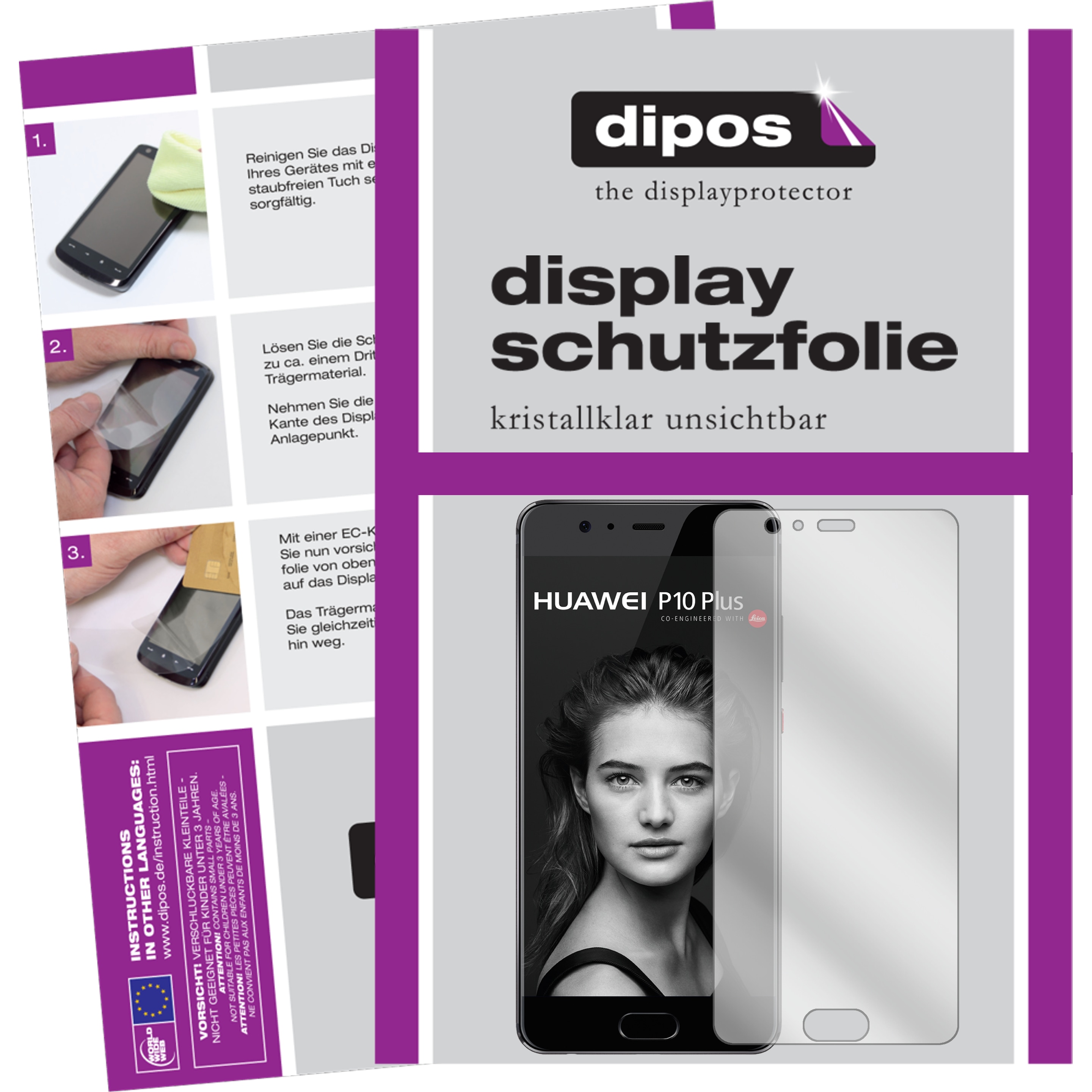 Dipos Displayschutzfolie Crystalclear (6 Stück, Huawei P10 Plus), Smartphone Schutzfolie, Transparent