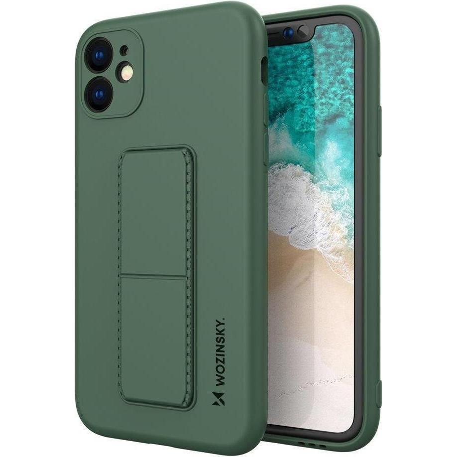 Wozinsky Kickstand Case silicone case with stand for iPhone 12 Pro dark green (Apple iPhone 12 Pro), Smartphone Hülle, G...