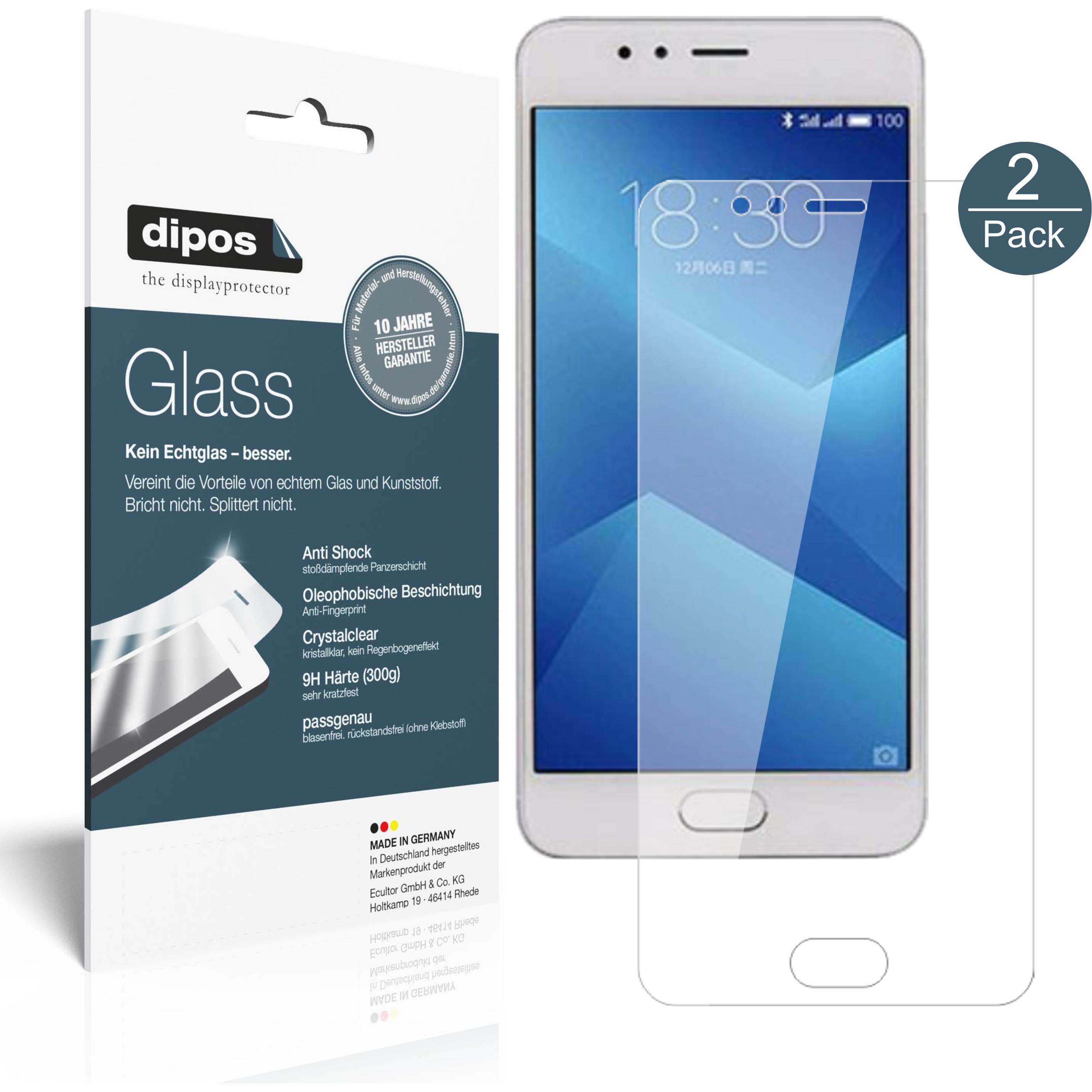 Dipos Displayschutz Anti-Shock (2 Stück, Meizu M5s), Smartphone Schutzfolie, Transparent