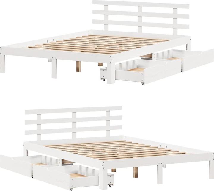 Actual product image vidaXL Bed with drawers pine (140 x 200)