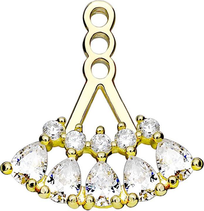 Image du produit Star Piercing Boucles d'oreilles Ear Jacket plaqué or avec cinq cristaux en forme de gouttes (Laiton)