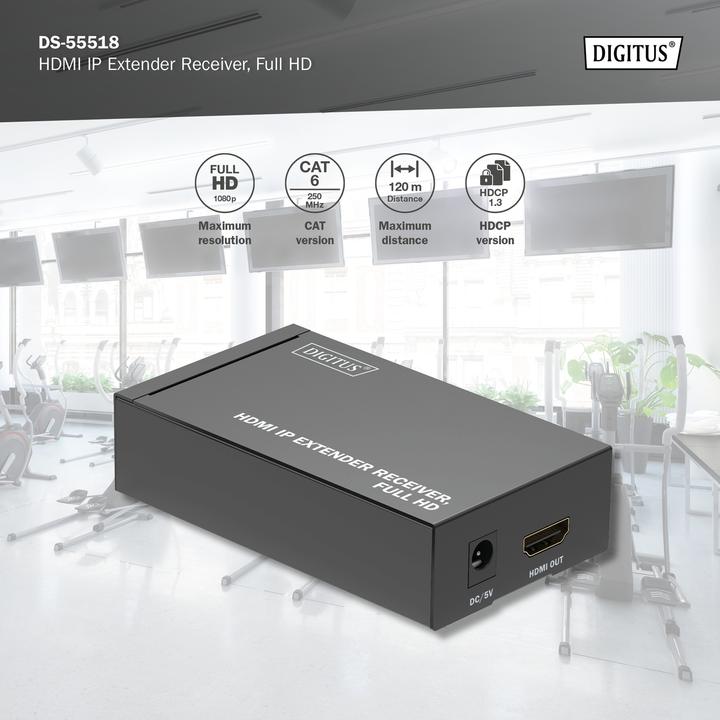 Produktbild Digitus HDMI IP Video Extender, Empfänger Einheit für DS-55517 (Extender)