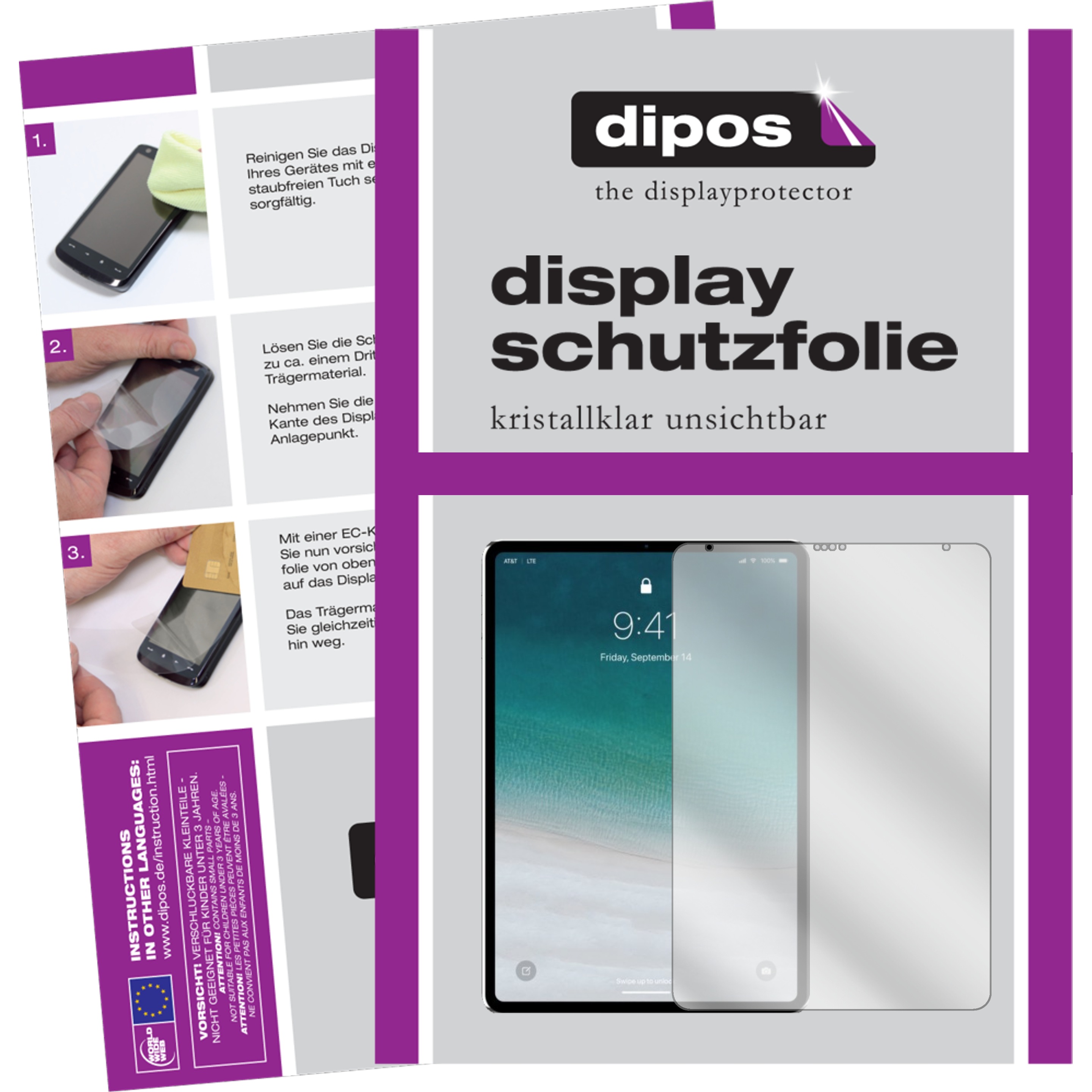 Dipos Displayschutzfolie Crystalclear (2 Stück, iPad Pro 11 2020 (2. Gen)), Tablet Schutzfolie