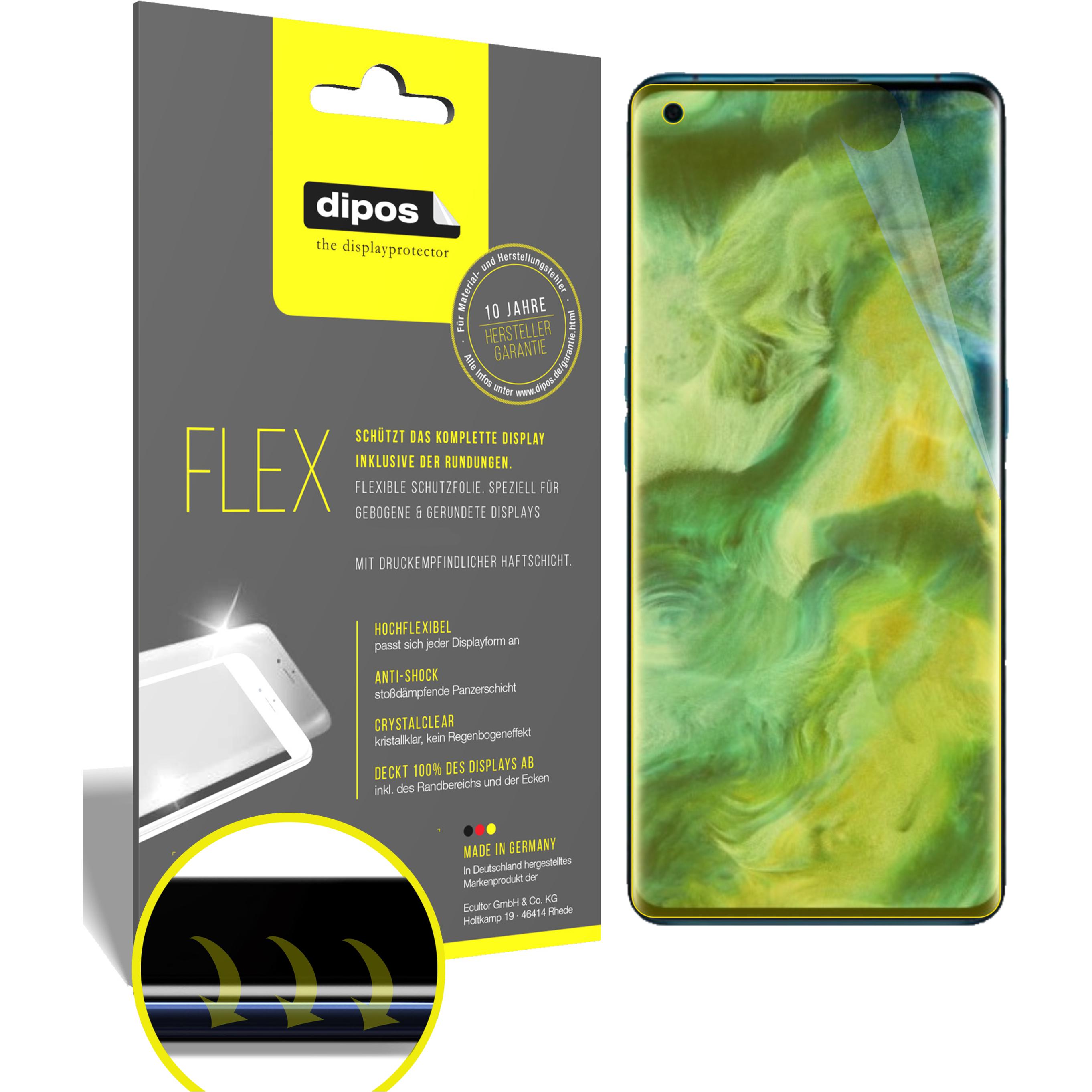 Dipos Displayschutzfolie Full-Cover 3D (2 Stück, Oppo Find X2), Smartphone Schutzfolie, Transparent