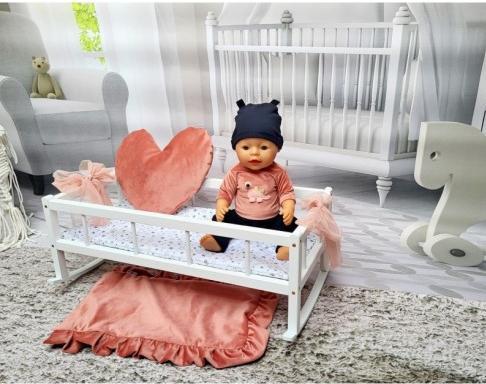 Produktbild Holzecke 2-in-1 Bett – XXL Wiege für Puppen mit 3-teiliger Bettwäsche