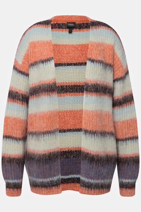 Produktbild Ulla Popken Long-Strickjacke, Ringel, V-Ausschnitt, offene Form (46, 48)