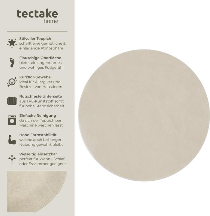 Actual product image tectake Kurzflorteppich Soft Zone (120 x 120 cm)