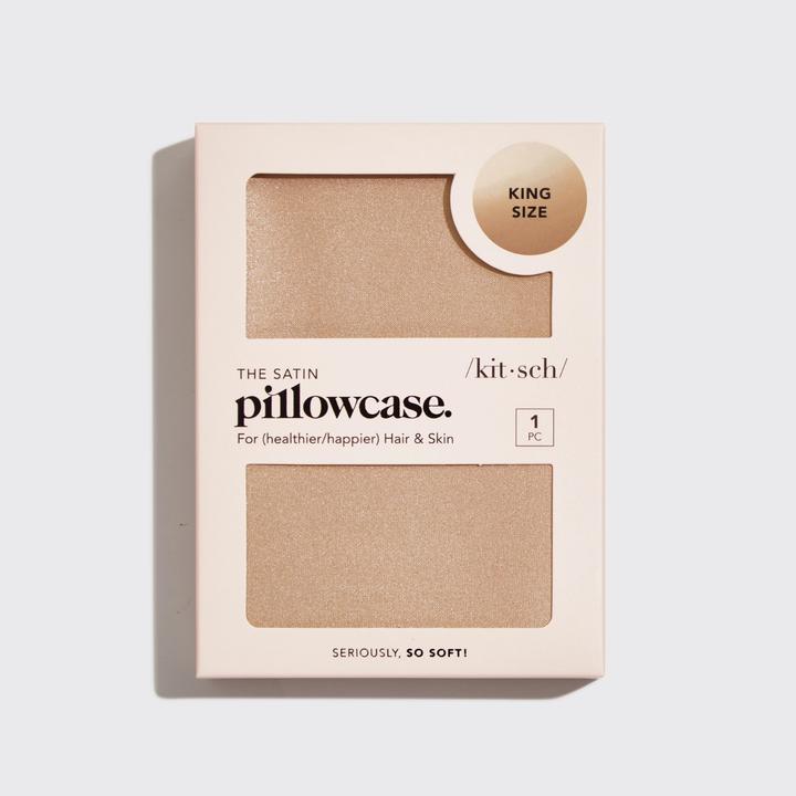 Kitsch Satin Kissenbezug King Champagne (Taie d’oreiller, 91 x 48 cm)