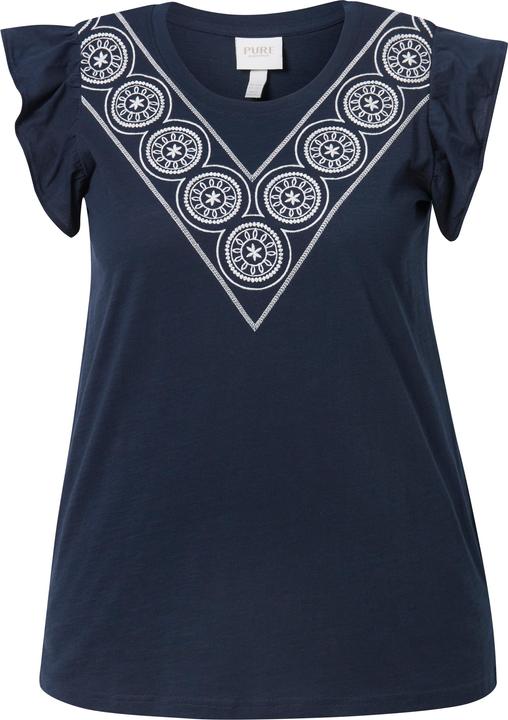 Image du produit Ulla Popken T-shirt, broderie, col rond, manches courtes, coton biologique (50, 52)