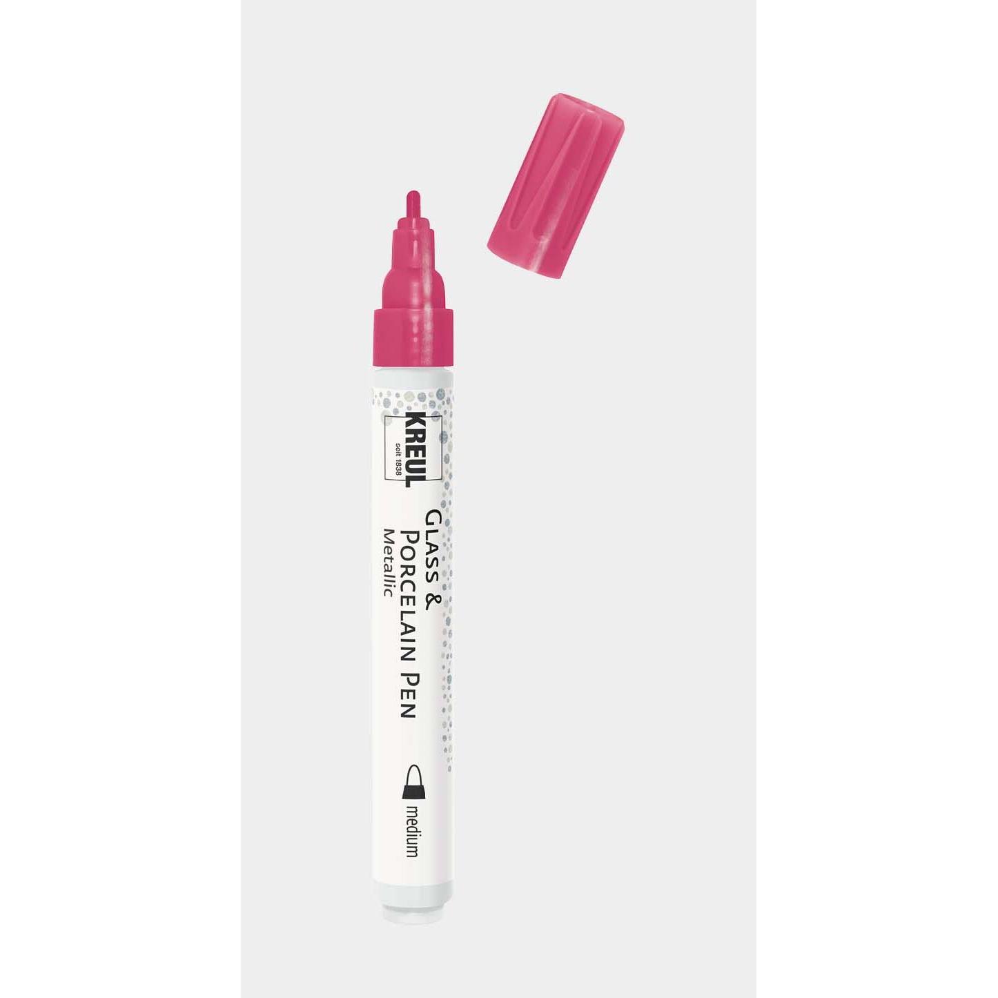Kreul, Künstlerfarbe + Bastelfarbe, Glass & Porcelain Pen Metallic medium (Pink-Metallic)
