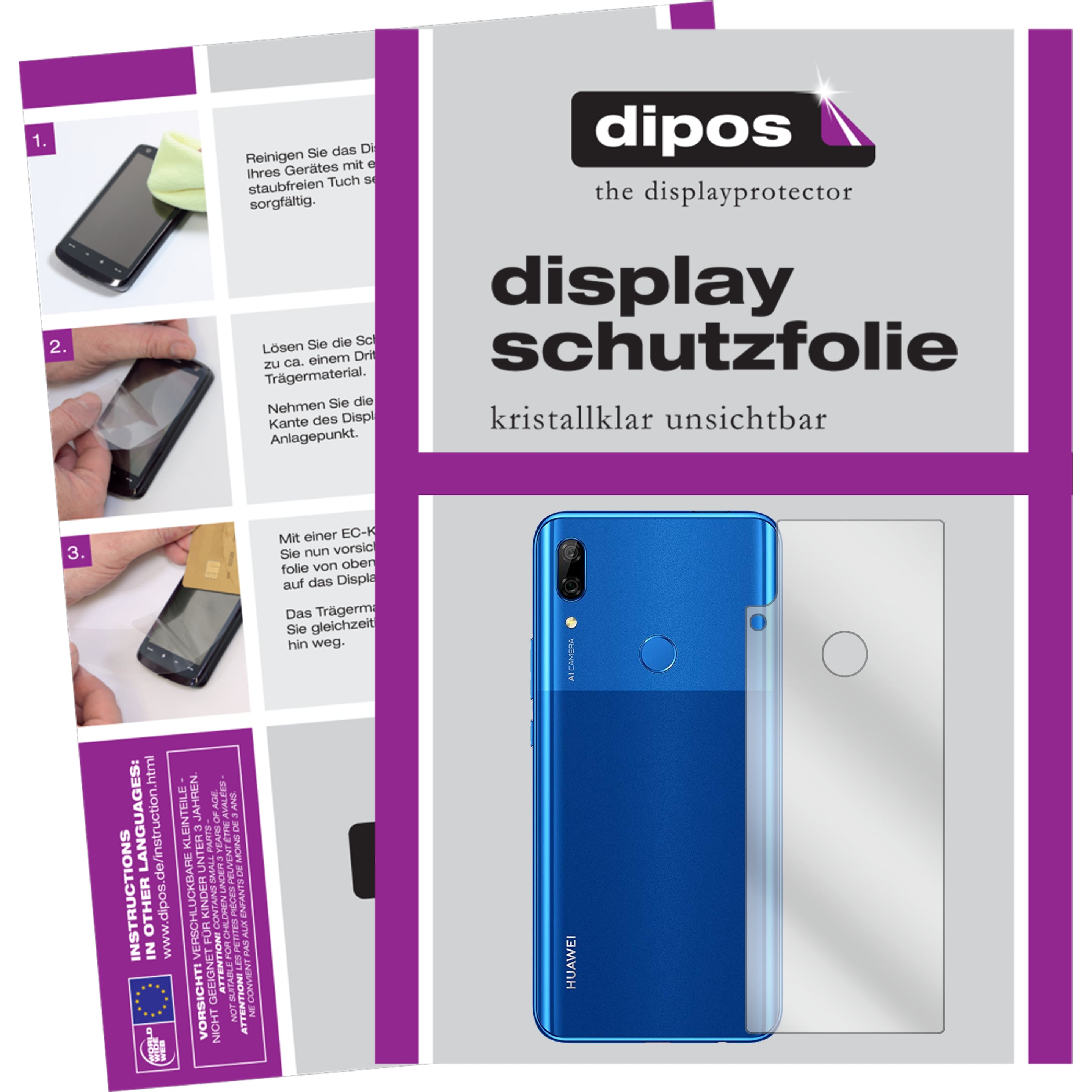 Dipos Displayschutzfolie Crystalclear (5 Stück, Huawei P Smart Pro), Smartphone Schutzfolie, Transparent