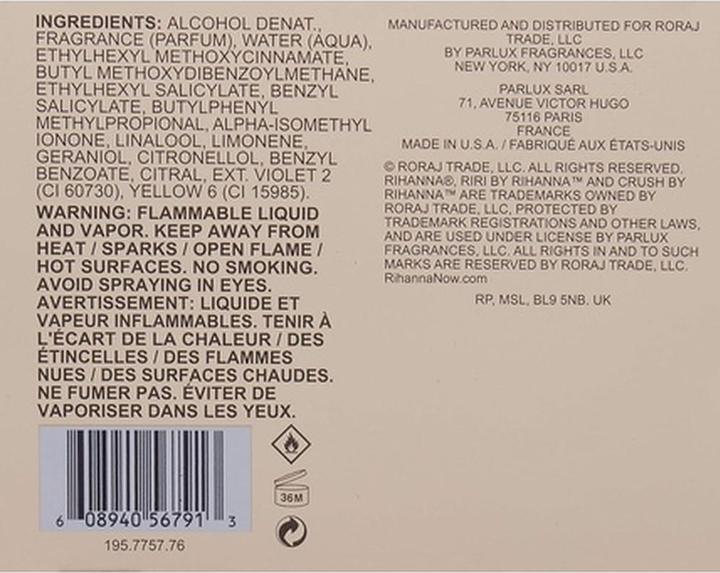 Valori nutrizionali e ingredienti Rihanna Crush (Eau de parfum, 100 ml)