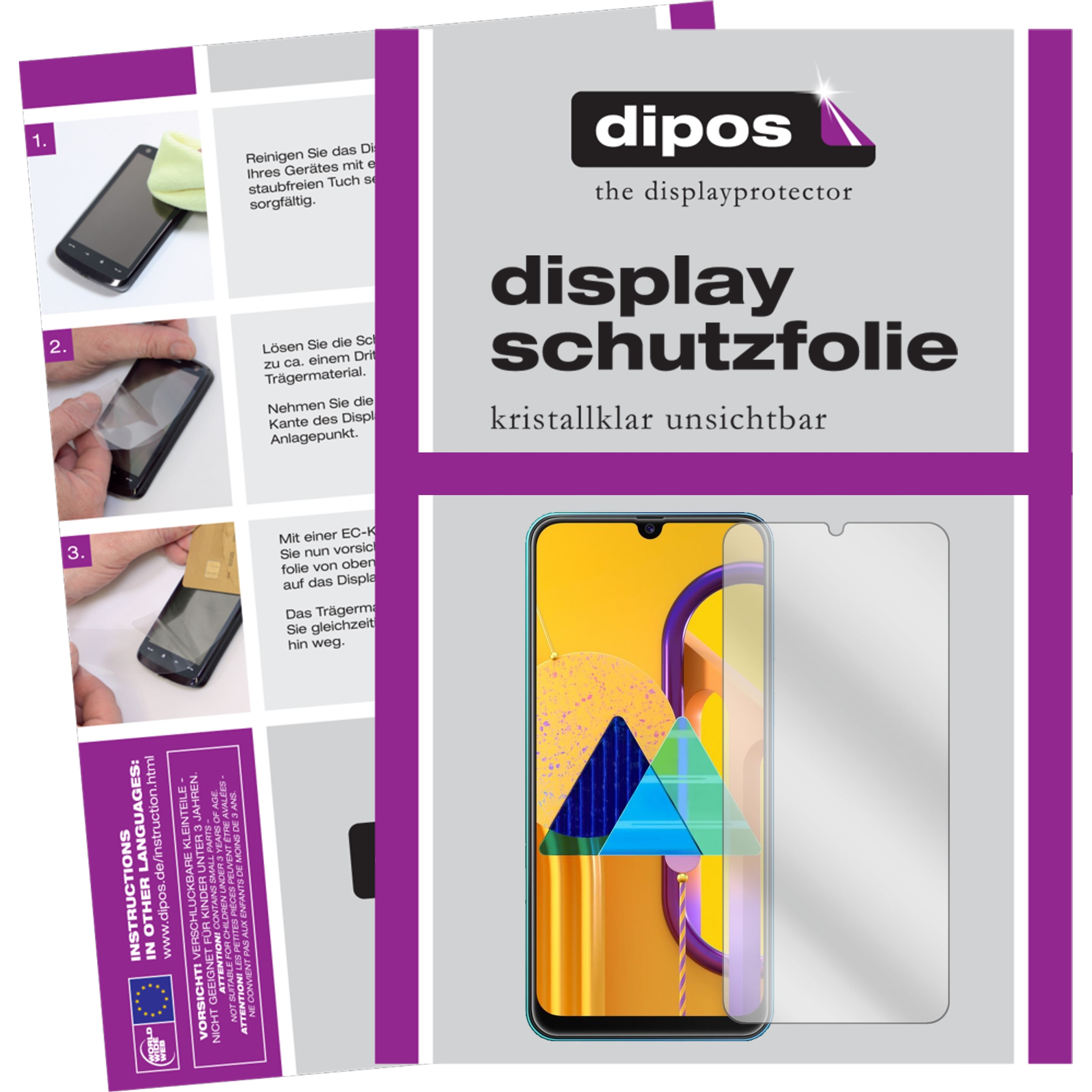 Dipos Displayschutzfolie Crystalclear (6 Stück, Samsung Galaxy M21), Smartphone Schutzfolie, Transparent