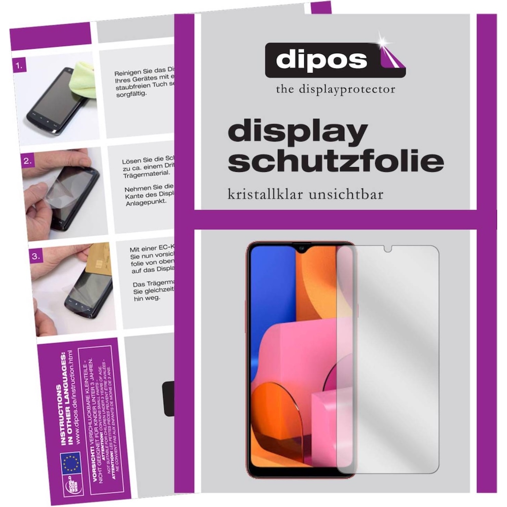 Dipos Displayschutzfolie Crystalclear (6 Stück, Samsung Galaxy A20s), Smartphone Schutzfolie, Transparent