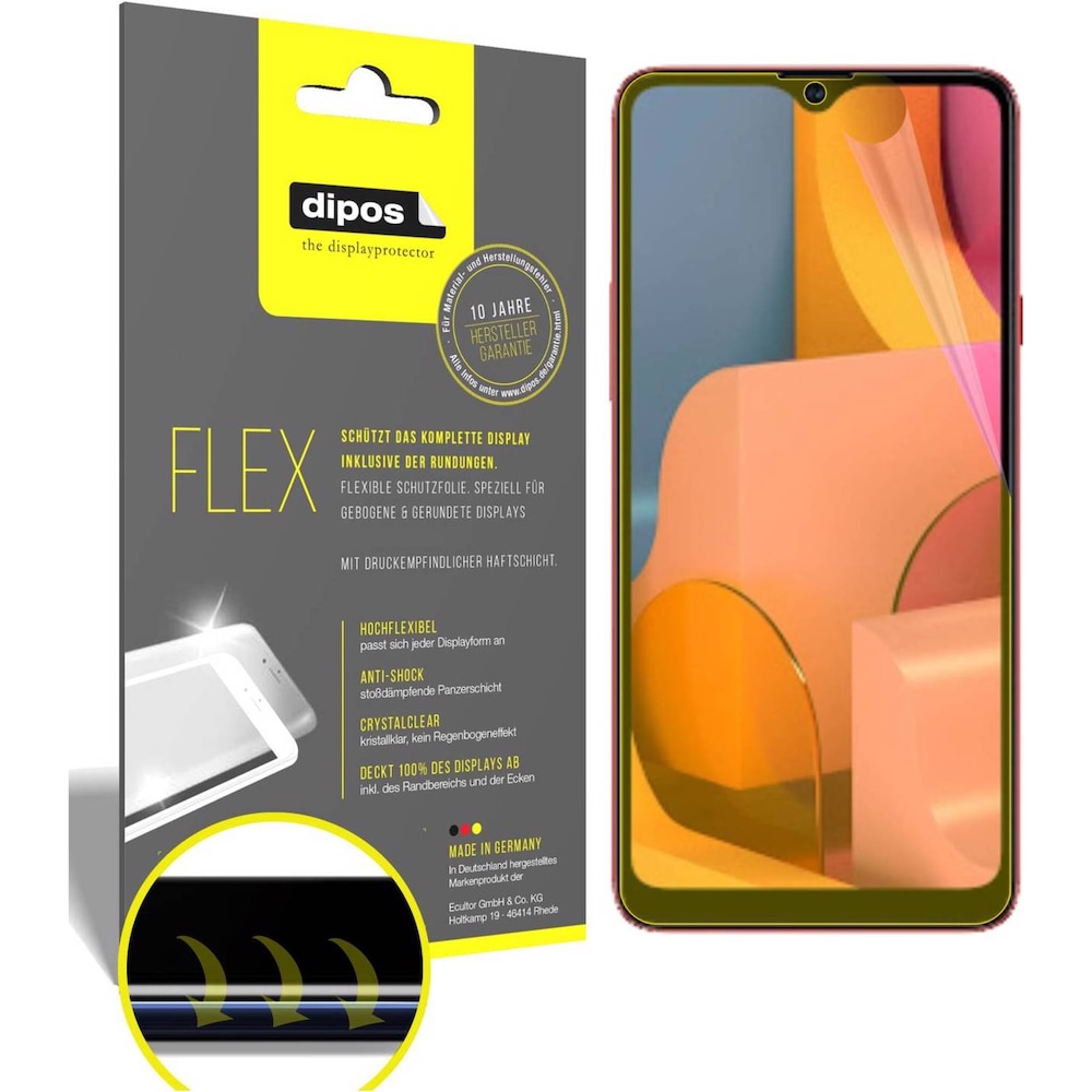 Dipos Displayschutzfolie Full-Cover 3D (3 Stück, Samsung Galaxy A20s), Smartphone Schutzfolie, Transparent