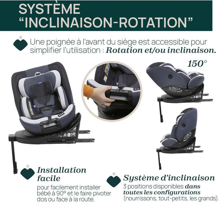 Productafbeelding Chicco Autostoel Twist Recline Everone i-Size (Reboarder, ECE R129/i-Size standaard)